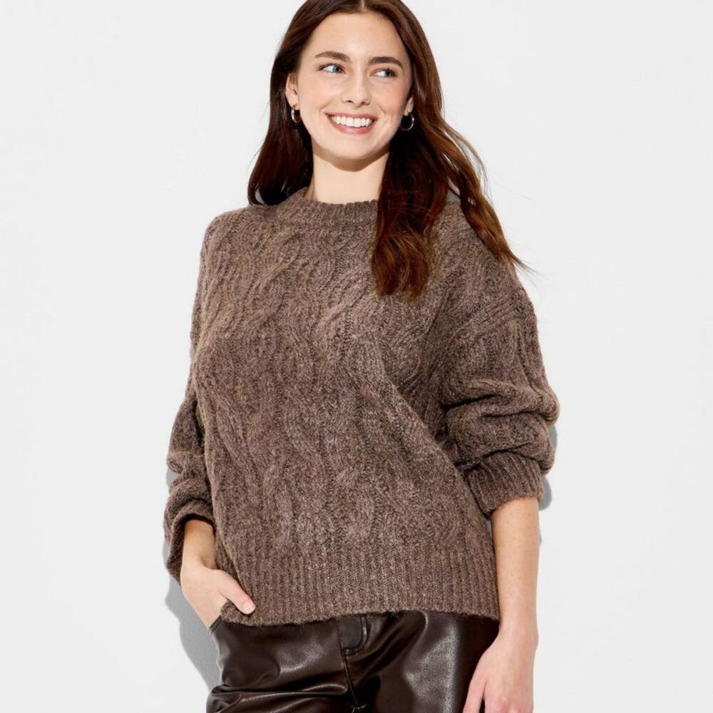 Women's Crewneck Heritage Pullover Sweater - Wild Fable Brown XS